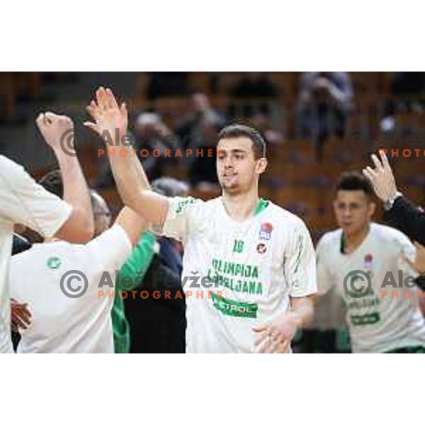 Roko Badzim of Petrol Olimpija in action during ABA league basketball match between Petrol Olimpija and Buducnost in Tivoli Hall, Ljubljana on January 28, 2019