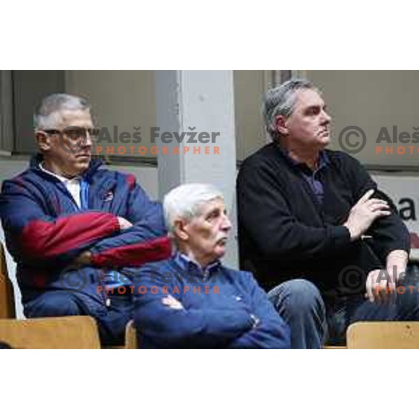 Peter Vilfan, Rado Lorbek during ABA league basketball match between Petrol Olimpija and Buducnost in Tivoli Hall, Ljubljana on January 28, 2019