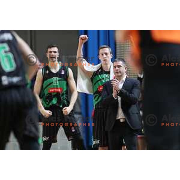 Miha Lapornik of Petrol Olimpija in action during ABA league basketball match between Petrol Olimpija and Buducnost in Tivoli Hall, Ljubljana on January 28, 2019