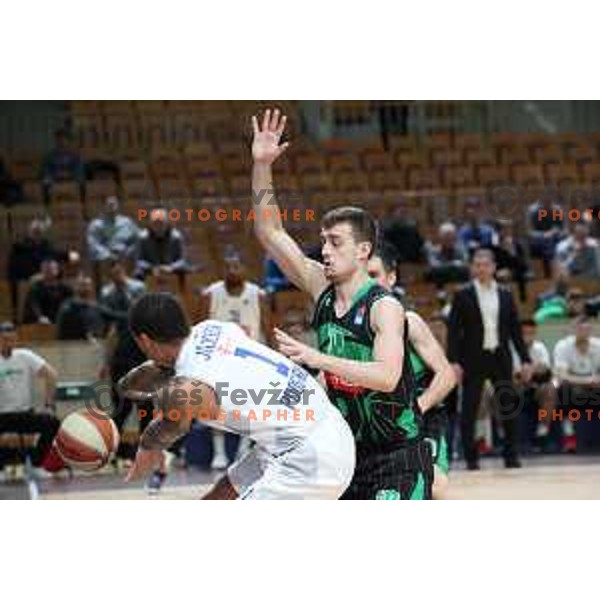 Roko Badzim of Petrol Olimpija in action during ABA league basketball match between Petrol Olimpija and Buducnost in Tivoli Hall, Ljubljana on January 28, 2019