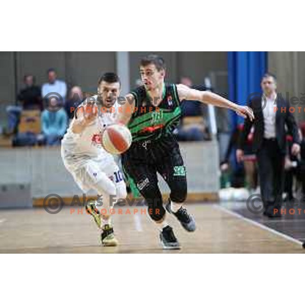 Roko Badzim of Petrol Olimpija in action during ABA league basketball match between Petrol Olimpija and Buducnost in Tivoli Hall, Ljubljana on January 28, 2019