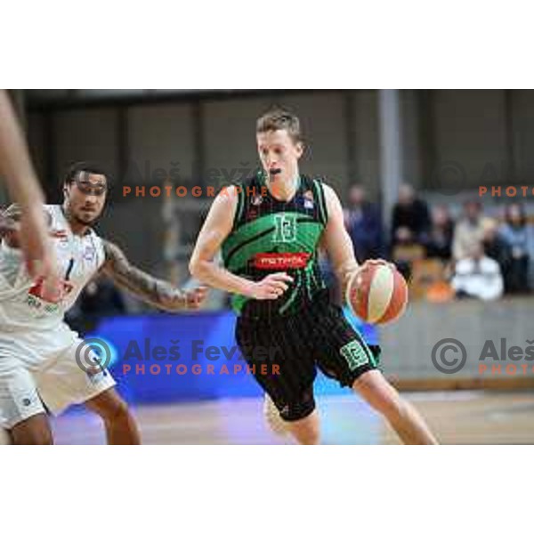 Miha Lapornik of Petrol Olimpija in action during ABA league basketball match between Petrol Olimpija and Buducnost in Tivoli Hall, Ljubljana on January 28, 2019