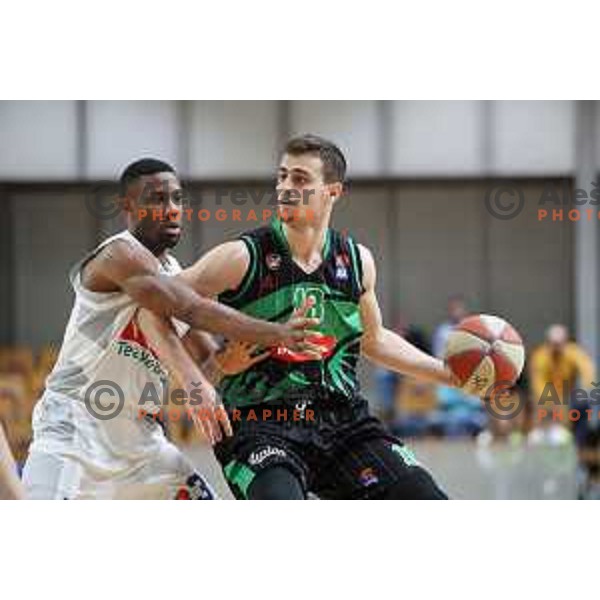 Roko Badzim of Petrol Olimpija in action during ABA league basketball match between Petrol Olimpija and Buducnost in Tivoli Hall, Ljubljana on January 28, 2019