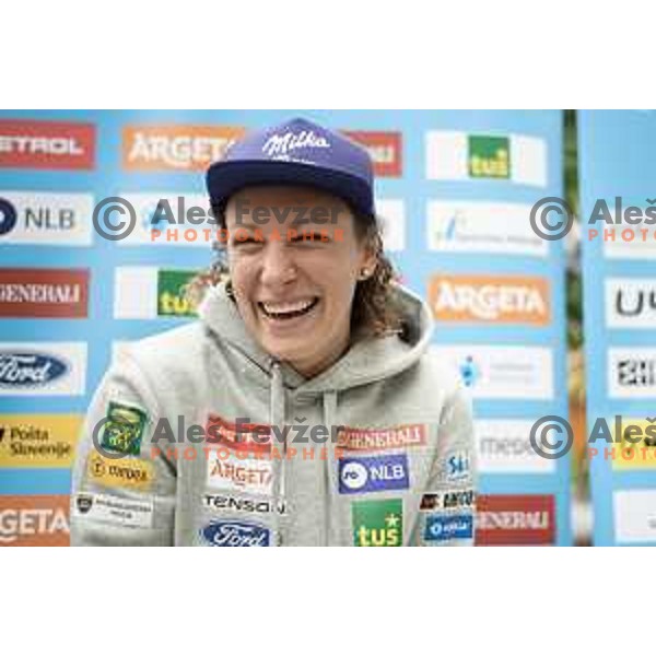 Ilka Stuhec of Slovenia Alpine Ski team during press conference in Celje, Slovenia on January 30, 2019