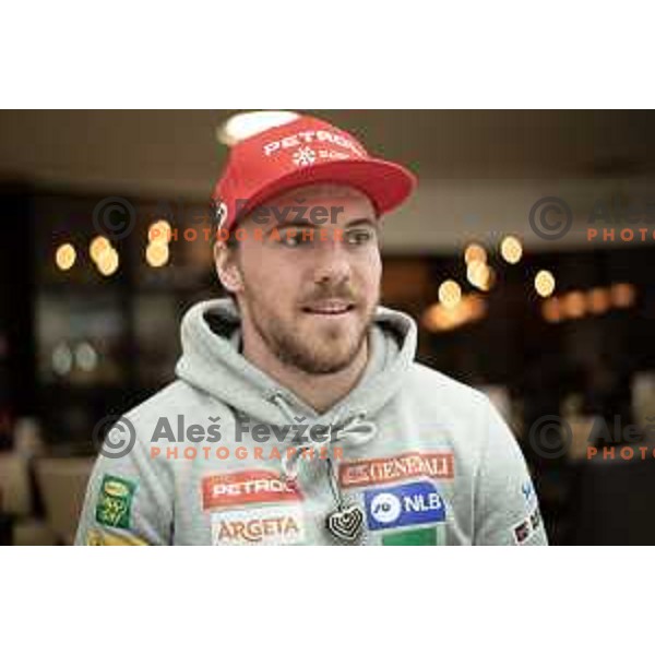 Miha Hrobat of Slovenia Alpine Ski team during press conference in Celje, Slovenia on January 30, 2019