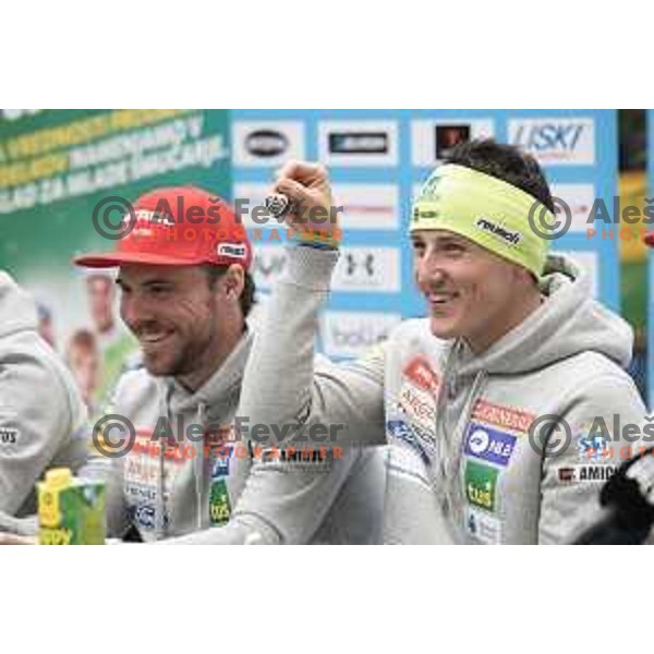 Stefan Hadalin of Slovenia Alpine Ski team during press conference in Celje, Slovenia on January 30, 2019