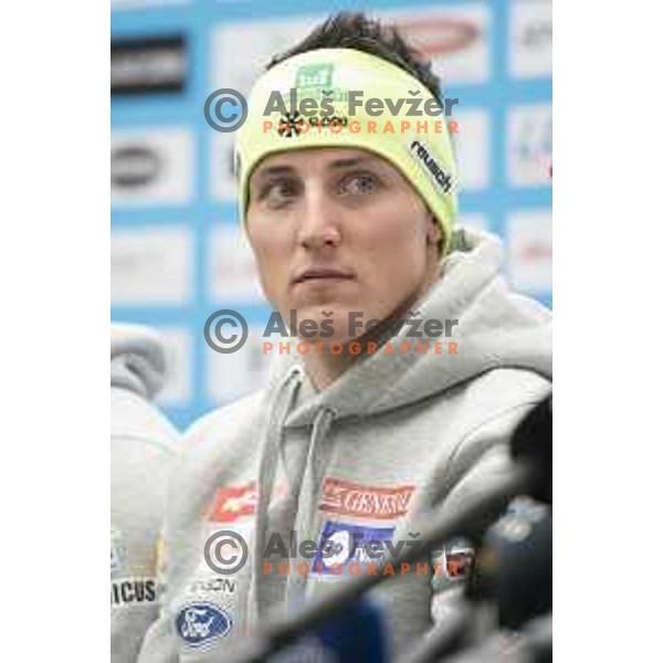 Stefan Hadalin of Slovenia Alpine Ski team during press conference in Celje, Slovenia on January 30, 2019