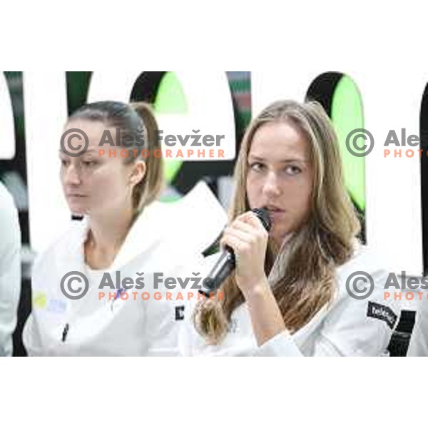 Kaja Juvan, member of Slovenia FED Cup tennis team during press conference in Ljubljana on January 31, 2019