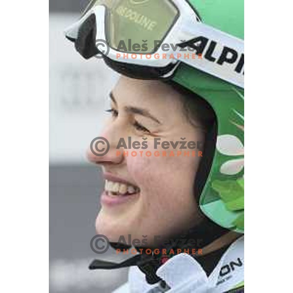 Tina Robnik (SLO) skiing in the first run of AUDI FIS World Cup Giant Slalom for 55. Golden Fox Zlata Lisica in Maribor, Slovenia on February 1, 2019