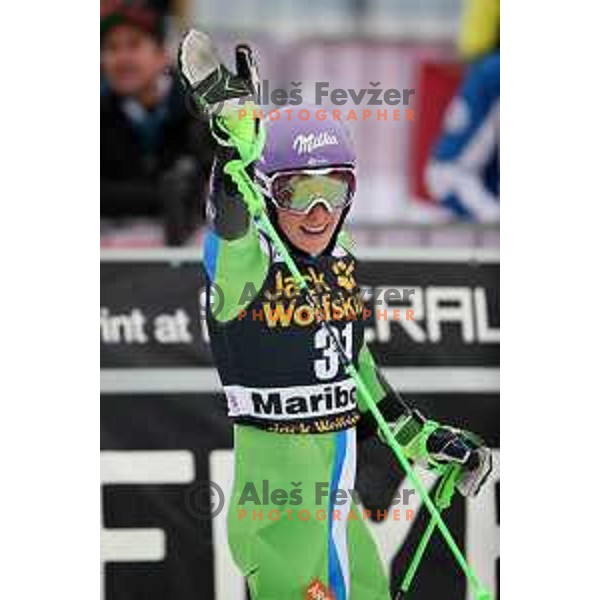 Ilka Stuhec (SLO) in the finish arena of AUDI FIS World Cup Giant Slalom for 55. Golden Fox Zlata Lisica in Maribor, Slovenia on February 1, 2019