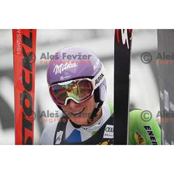Ilka Stuhec (SLO) in the finish arena of AUDI FIS World Cup Giant Slalom for 55. Golden Fox Zlata Lisica in Maribor, Slovenia on February 1, 2019