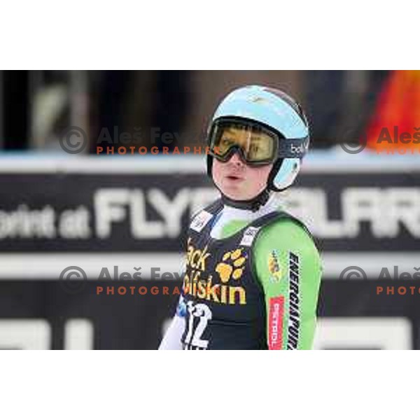 Meta Hrovat (SLO) in the finish arena of AUDI FIS World Cup Giant Slalom for 55. Golden Fox Zlata Lisica in Maribor, Slovenia on February 1, 2019
