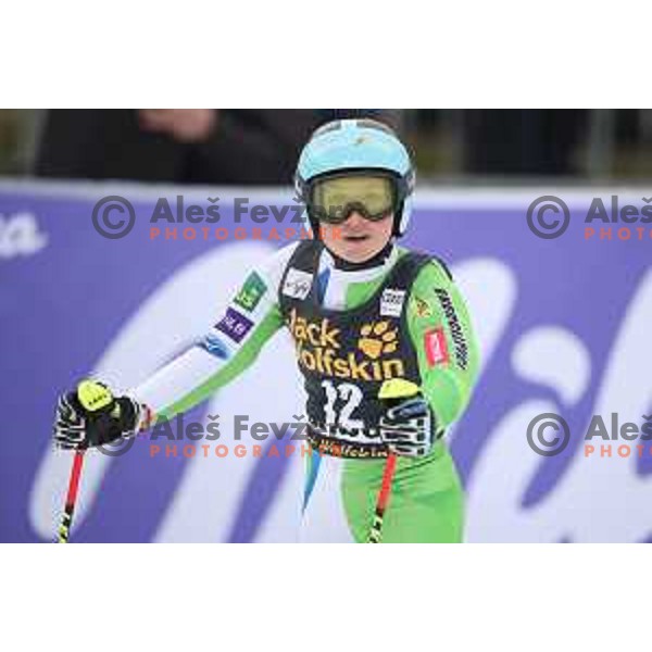 Meta Hrovat (SLO) in the finish arena of AUDI FIS World Cup Giant Slalom for 55. Golden Fox Zlata Lisica in Maribor, Slovenia on February 1, 2019
