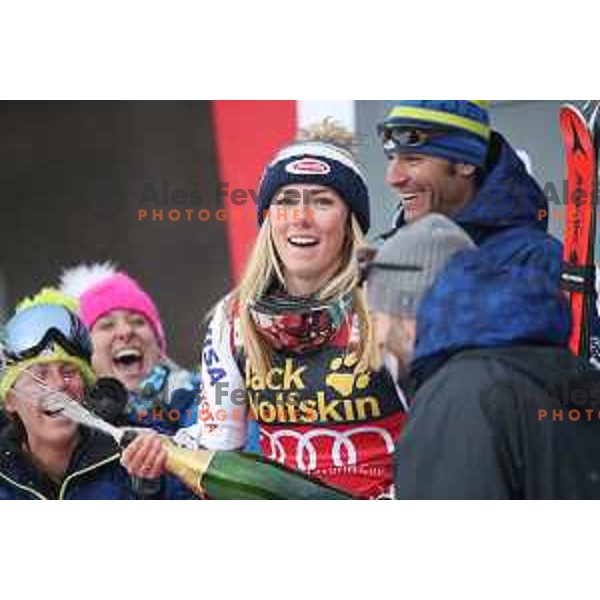 Mikaela Shiffrin (USA), winner of AUDI FIS World Cup Giant Slalom for 55. Golden Fox Zlata Lisica in Maribor, Slovenia on February 1, 2019