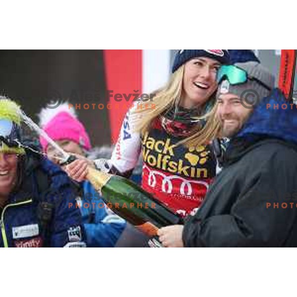 Mikaela Shiffrin (USA), winner of AUDI FIS World Cup Giant Slalom for 55. Golden Fox Zlata Lisica in Maribor, Slovenia on February 1, 2019