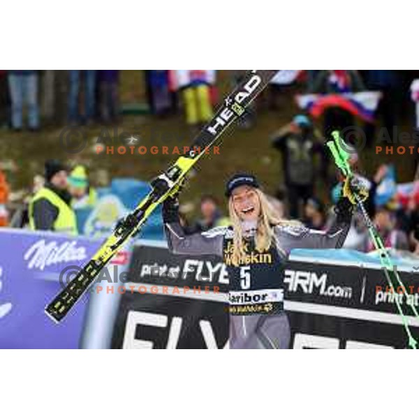 Ragnhild Mowinckel (NOR), thrid placed at AUDI FIS World Cup Giant Slalom for 55. Golden Fox Zlata Lisica in Maribor, Slovenia on February 1, 2019