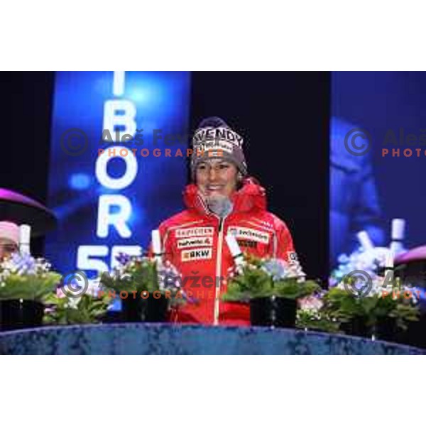 Wendy Holdener (SUI) at Official draw of starting numbers for AUDI FIS World Cup Slalom for 55. Golden Fox Zlata Lisica in Maribor, Slovenia on February 2, 2019