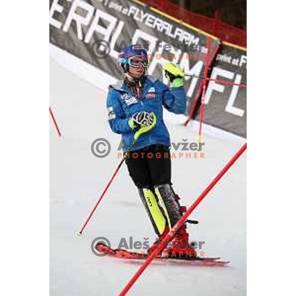 Mikaela Shiffrin at Course inspection before AUDI FIS World Cup Slalom for 55. Golden Fox Zlata Lisica in Maribor, Slovenia on February 2, 2019