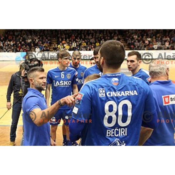 action during 1.NLB leasing League handball match between Gorenje Velenje and Celje Pivovarna Lasko in Velenje, Slovenia on February 2, 2019