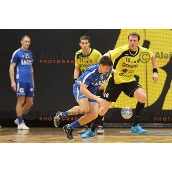 action during 1.NLB leasing League handball match between Gorenje Velenje and Celje Pivovarna Lasko in Velenje, Slovenia on February 2, 2019