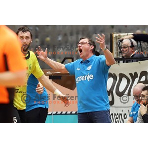 action during 1.NLB leasing League handball match between Gorenje Velenje and Celje Pivovarna Lasko in Velenje, Slovenia on February 2, 2019