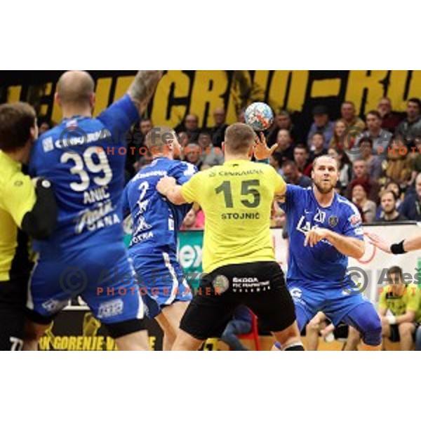 action during 1.NLB leasing League handball match between Gorenje Velenje and Celje Pivovarna Lasko in Velenje, Slovenia on February 2, 2019