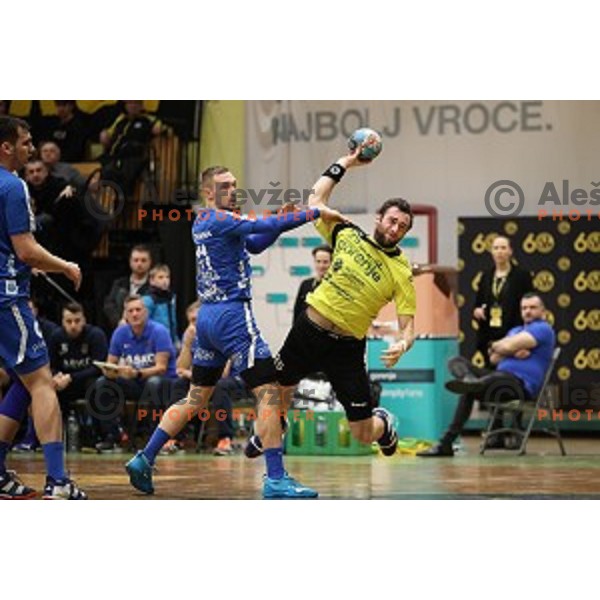 action during 1.NLB leasing League handball match between Gorenje Velenje and Celje Pivovarna Lasko in Velenje, Slovenia on February 2, 2019