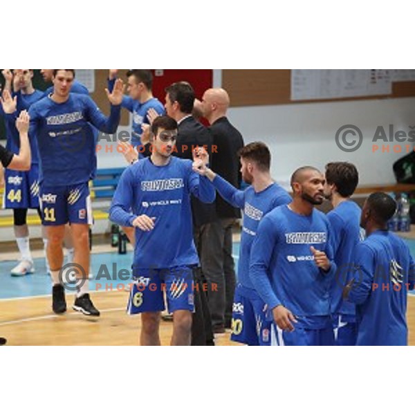 in action during Nova KBM League basketball match between Hopsi and Sixt Primorska in Polzela Sports hall, Slovenia on February 2, 2019