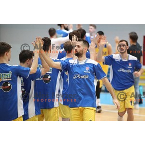 in action during Nova KBM League basketball match between Hopsi and Sixt Primorska in Polzela Sports hall, Slovenia on February 2, 2019