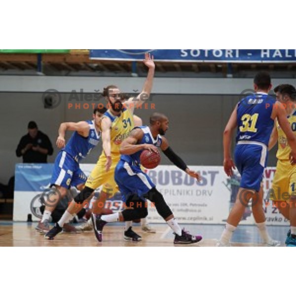 in action during Nova KBM League basketball match between Hopsi and Sixt Primorska in Polzela Sports hall, Slovenia on February 2, 2019