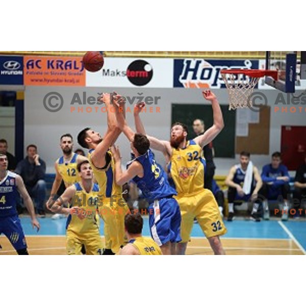 in action during Nova KBM League basketball match between Hopsi and Sixt Primorska in Polzela Sports hall, Slovenia on February 2, 2019
