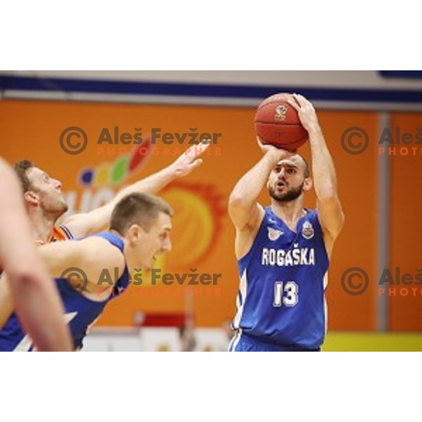 in action during Nova KBM League basketball match between Helios Suns and Rogaska in Domzale Sports Hall, Slovenia on February 3, 2019