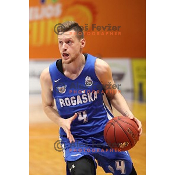 in action during Nova KBM League basketball match between Helios Suns and Rogaska in Domzale Sports Hall, Slovenia on February 3, 2019