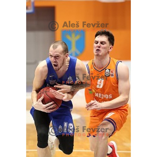in action during Nova KBM League basketball match between Helios Suns and Rogaska in Domzale Sports Hall, Slovenia on February 3, 2019