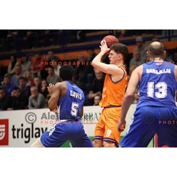 in action during Nova KBM League basketball match between Helios Suns and Rogaska in Domzale Sports Hall, Slovenia on February 3, 2019