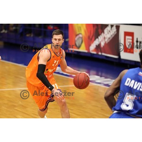 in action during Nova KBM League basketball match between Helios Suns and Rogaska in Domzale Sports Hall, Slovenia on February 3, 2019