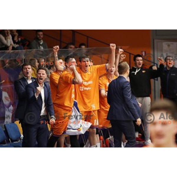 in action during Nova KBM League basketball match between Helios Suns and Rogaska in Domzale Sports Hall, Slovenia on February 3, 2019