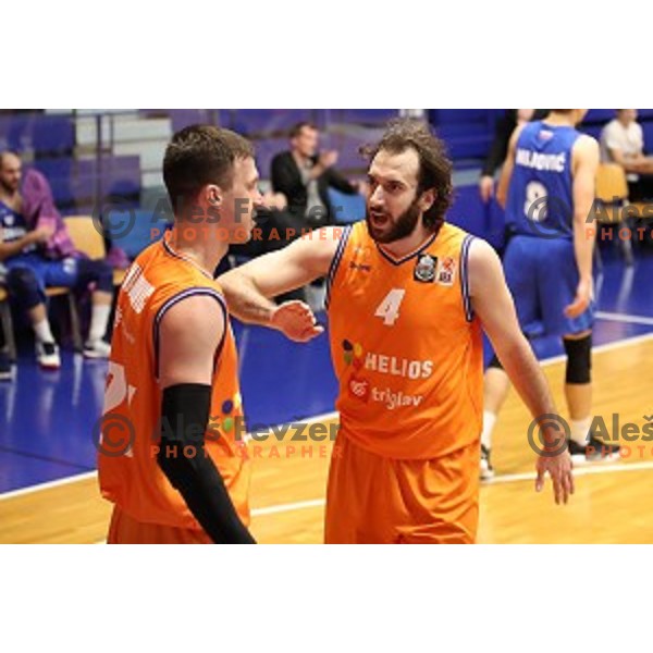 in action during Nova KBM League basketball match between Helios Suns and Rogaska in Domzale Sports Hall, Slovenia on February 3, 2019
