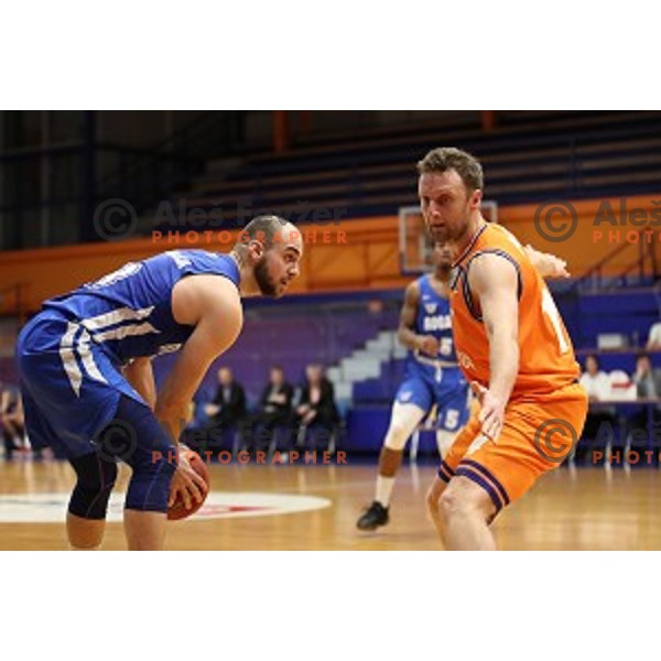in action during Nova KBM League basketball match between Helios Suns and Rogaska in Domzale Sports Hall, Slovenia on February 3, 2019