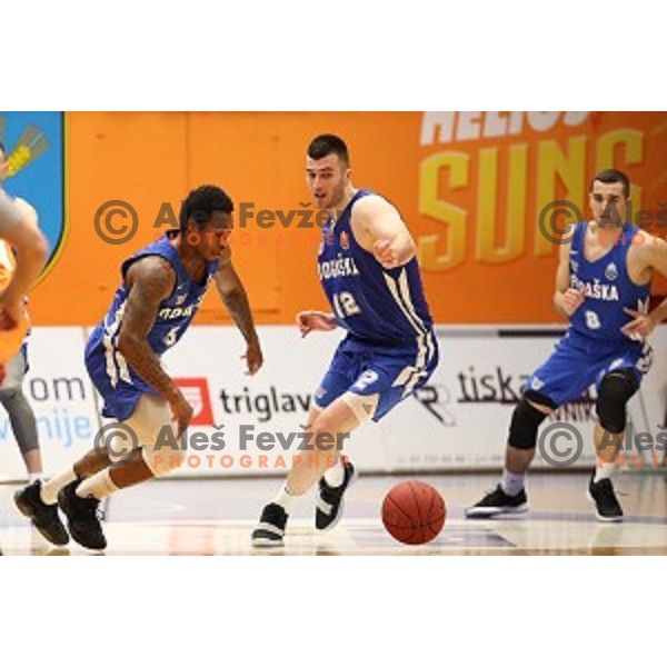 in action during Nova KBM League basketball match between Helios Suns and Rogaska in Domzale Sports Hall, Slovenia on February 3, 2019