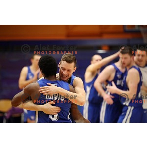 in action during Nova KBM League basketball match between Helios Suns and Rogaska in Domzale Sports Hall, Slovenia on February 3, 2019
