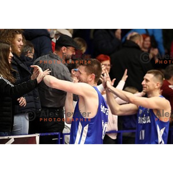 in action during Nova KBM League basketball match between Helios Suns and Rogaska in Domzale Sports Hall, Slovenia on February 3, 2019