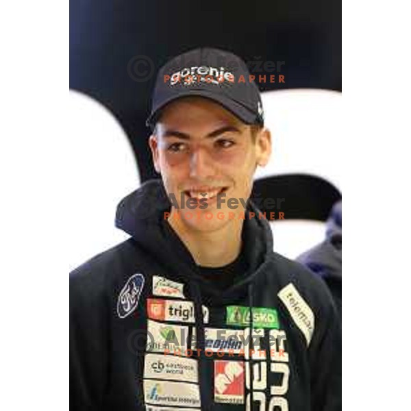 Timi Zajc at Slovenia Nordic Ski jumping team press conference in Ljubljana, Slovenia on February 4, 2019