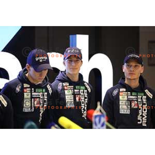 Jurij Tepes and Anze Lanisek at Slovenia Nordic Ski jumping team press conference in Ljubljana, Slovenia on February 4, 2019