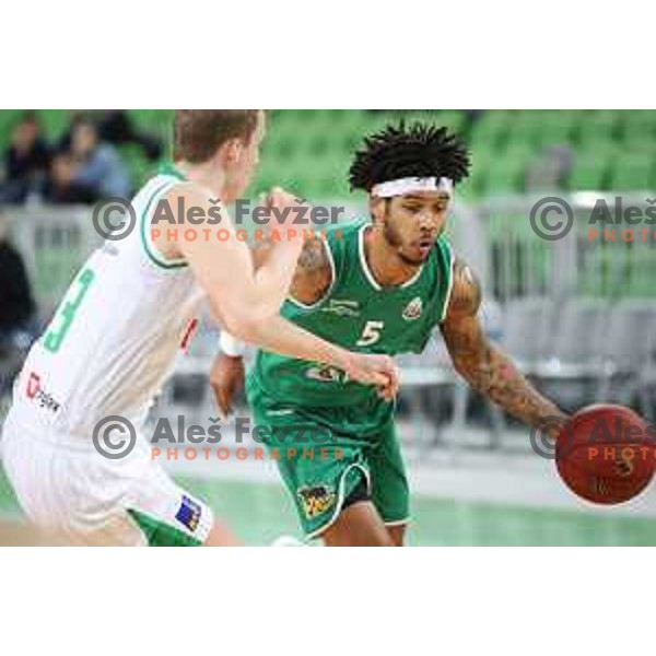 action during Nova KBM league basketball match between Petrol Olimpija and Zlatorog Lasko in Stozice, Ljubljana, Slovenia on February 4, 2019