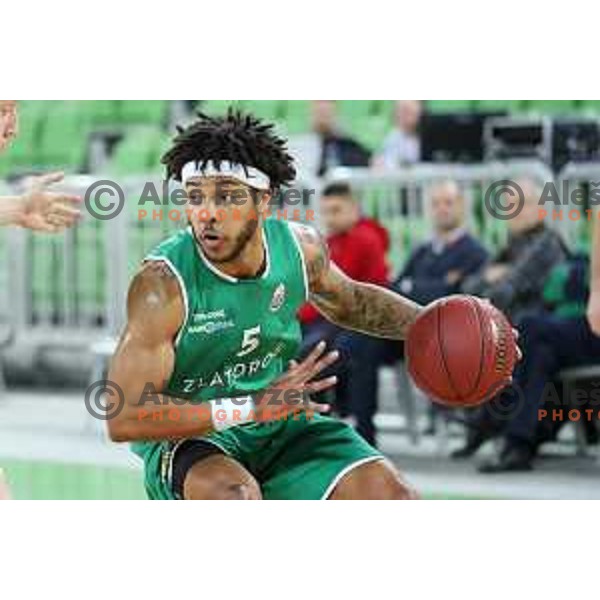 action during Nova KBM league basketball match between Petrol Olimpija and Zlatorog Lasko in Stozice, Ljubljana, Slovenia on February 4, 2019