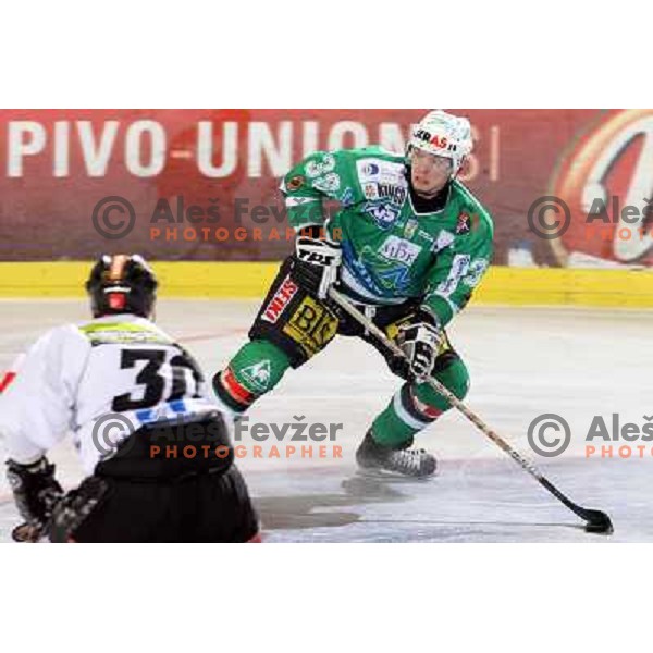 Pasi Petrilainen at ice-hockey game ZM Olimpija- TWK Innsbruck in Ebel league, played in Ljubljana, Slovenia 3.2.2008.ZM Olimpija won the game 5;2. Photo by Ales Fevzer 