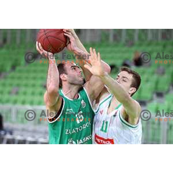 action during Nova KBM league basketball match between Petrol Olimpija and Zlatorog Lasko in Stozice, Ljubljana, Slovenia on February 4, 2019