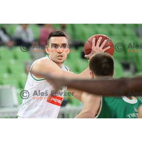 action during Nova KBM league basketball match between Petrol Olimpija and Zlatorog Lasko in Stozice, Ljubljana, Slovenia on February 4, 2019