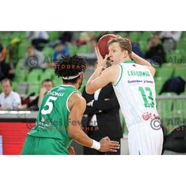 action during Nova KBM league basketball match between Petrol Olimpija and Zlatorog Lasko in Stozice, Ljubljana, Slovenia on February 4, 2019